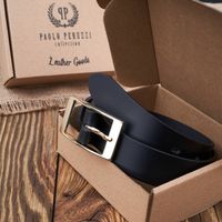 pasek damski skórzany czarny 100 cm ze złotą klamrą