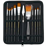 PĘDZLE MALARSKIE PROFESJONALNE ARTYSTYCZNE ZESTAW PĘDZLI 10szt + SZPACHELKA