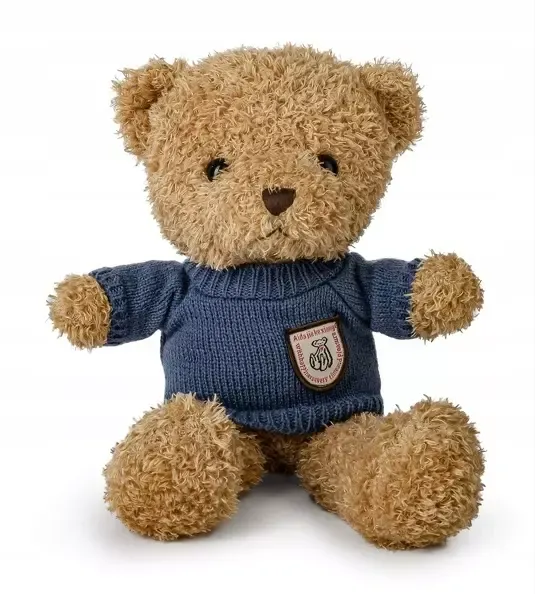 MIŚ BRĄZOWY 22 CM W SWETERKU / GRANATOWY zdjęcie 1