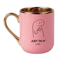 KUBEK "JUST DO IT LATER" Wzór - Elegant Różowo-Złoty 330 ml