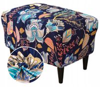 POKROWIEC NA PODNÓŻEK PUF ELASTYCZNY KWIATY GRANAT