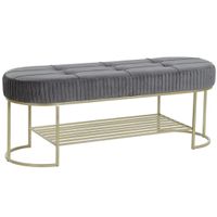 Emaga Taboret DKD Home Decor Szary Złoty Metal 120 x 40 x 45 cm