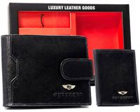 Portfel męski skórzany z RFID elegancki zestaw prezentowy na święta