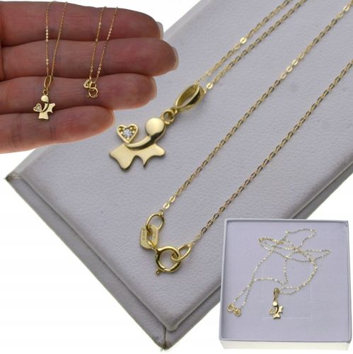 Złoty Łańcuszek z Medalikiem 585 okrągłym ANIOŁ Na KOMUNIE Chrzest + OPAKOW na Arena.pl