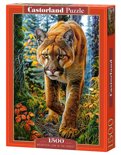 Puzzle 1500 elementów. Lew w lesie zdjęcie 1