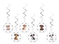 Dekoracja wisząca świderki Pieski, 6 szt.