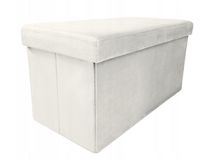 Pufa składana ze schowkiem PERFECT DUO ecru velvet 60x30 cm