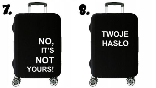 Pokrowiec na Walizkę Ochronny Etui Trzy Rozmiary S M L Czarny z Tekstem na Arena.pl