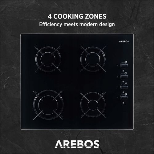 Arebos - Płyta gazowa | Szkło | Kuchenka 4 palnikowa na Arena.pl