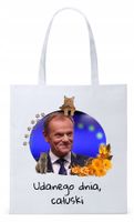 Donald Tusk Platforma Torba Eco Biała Shopper Z Nadrukiem Ze Zdjęciem