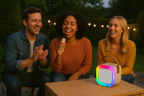 GŁOŚNIK BLUETOOTH BLOW PRZENOŚNY KARAOKE RGB MIKROFON USB SD MINI JACK na Arena.pl