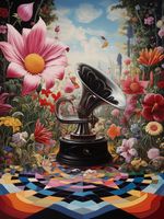 Plakat 75x100cm Gramofon w Kwiatach
