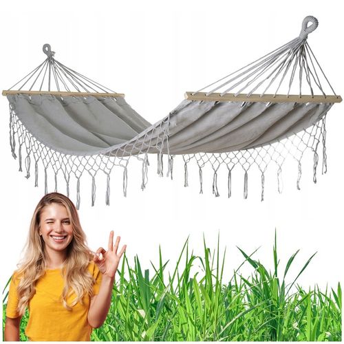 HAMAK OGRODOWY BRAZYLIJSKI BOHO SZARY KEMPINGOWY HUŚTAWKA MOCNA 150 KG na Arena.pl