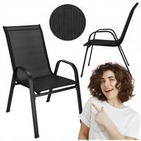 KRZESŁO OGRODOWE BALKONOWE FOTEL NA TARAS OGRÓD METALOWE MOCNE CZARNE