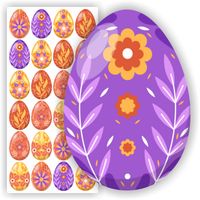 NAKLEJKI jajka kwiaty kolorowe WIELKANOCNE prezent kartkę 24 szt. 5 cm