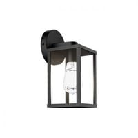 LAMPA ŚCIENNA CZARNA LED IP54 E27 15W ALUMINIUM SZKŁO