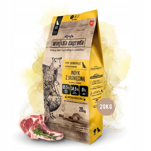 Wiejska Zagroda Karma sucha dla psa INDYK z JAGNIĘCINĄ Małe rasy S 20kg na Arena.pl