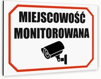 Tabliczka znak informacyjny 30x20 Biała MIEJSCOWOŚĆ MONITOROWANA Aluminiowa