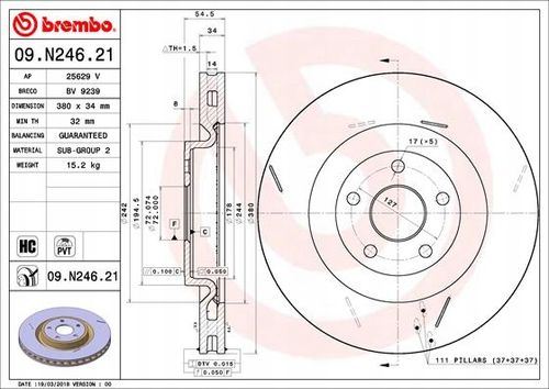 TARCZA HAM PRZOD 380X34 V BREMBO na Arena.pl