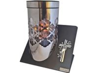 ZNICZ LAMPION SOLARNY SOLAR FOTOWOLTAICZNY TUBA SREBRO KRZYŻ