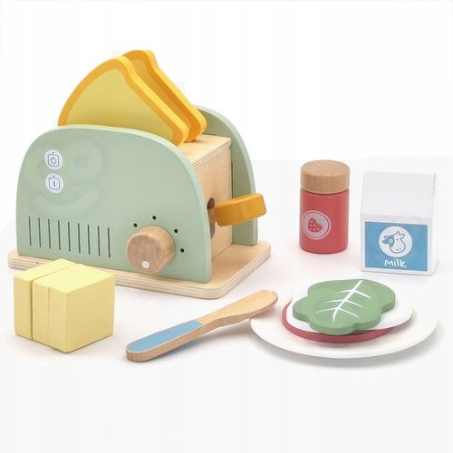 TOSTER DREWNIANY PASTELOWY ZESTAW ŚNIADANIOWY TOOKY TOY na Arena.pl