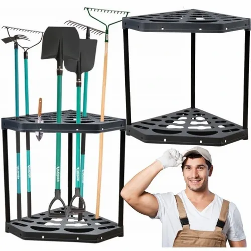 STOJAK NA NARZĘDZIA OGRODNICZE OGRODOWE NAROŻNY METALOWE NOGI 20 OTWORÓW na Arena.pl