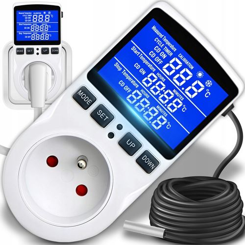 TERMOSTAT ELEKTRONICZNY CYFROWY REGULATOR TEMPERATURY 16A 250V GNIAZDO na Arena.pl