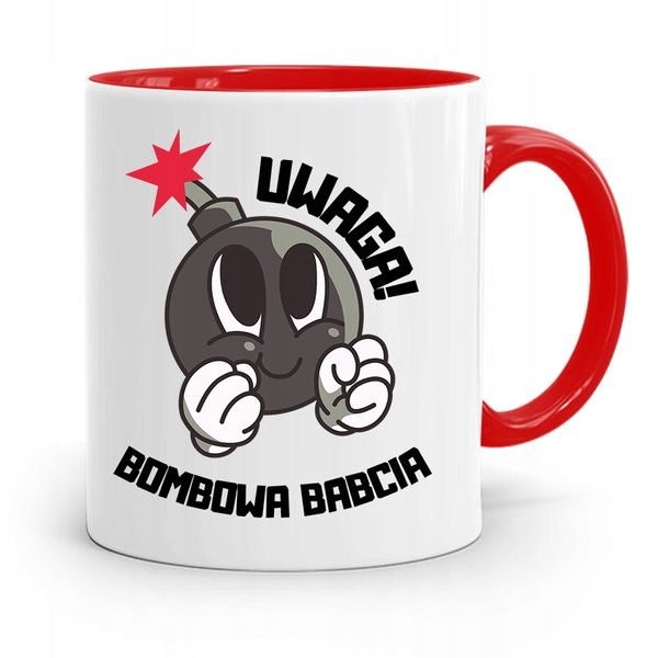 Kubek Czerwony Dla Babci Bombowa Babcia Z Nadrukiem Ze Zdjęciem zdjęcie 1