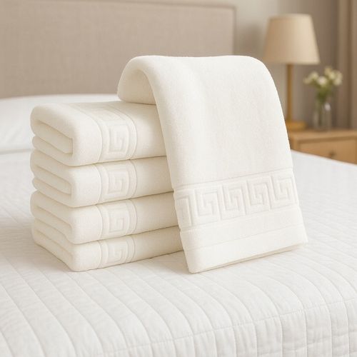 RĘCZNIK KĄPIELOWY BAWEŁNIANY FROTTE HOTELOWY WZÓR GRECKI BIAŁY 70x140 na Arena.pl