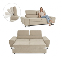 Kanapa sofa rozkładana f spania reg zagłówek welur szary Savio 2 os Family