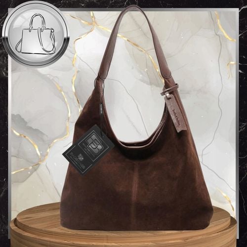 Torebka Damska Zamszowa BAD&BAGS Na Ramię Torba Pojemna Brązowa Elegancka na Arena.pl