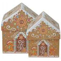 PUDEŁKA ŚWIĄTECZNE W KSZTAŁCIE DOMKU 2 SZT 15,3X12,5X18 CM 12,5X12,5X16 CM