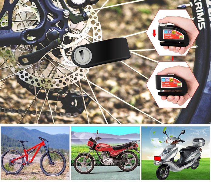 Blokada Tarczy Hamulcowej z Alarmem Do Motocykli i Rowerów Wodoodporna zdjęcie 13