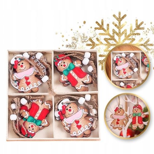 Komplet zawieszek choinkowych PIERNICZKI drewniane 12 sztuk w opakowaniu na Arena.pl