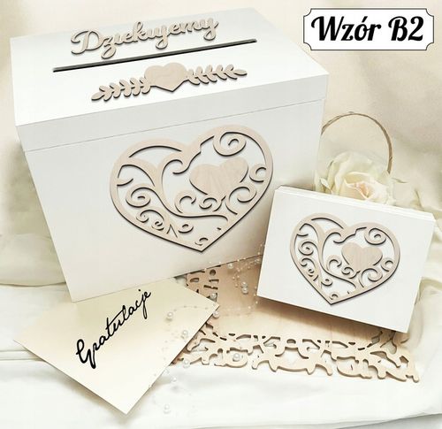 Białe pudełko skrzynka na ślub i wesele komplet zestaw obrączki i koperty na Arena.pl