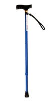 Laska inwalidzka regulowana z drewnianą rączką niebieska