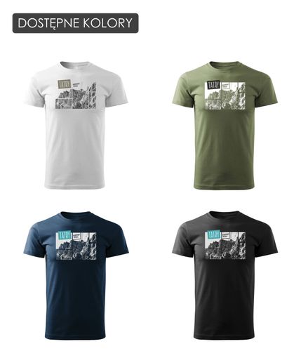 Koszulka z górami w góry turystyczna z Tatrami Tatry Kasprowy Wierch trekkingowa męska khaki REGULAR XXL na Arena.pl