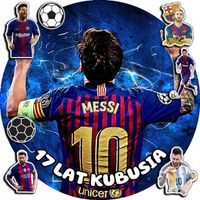 OPŁATEK NA TORT 20CM - PIŁKA NOŻNA MESSI + IMIĘ + ! 15CM 18CM