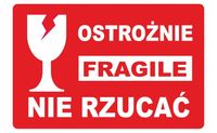 OSTROŻNIE NIE RZUCAĆ etykiety naklejki SZKŁO x1000 na paczki palety Uwaga