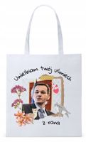 Mateusz Morawiecki Pis Torba Eco Biała Shopper Z Nadrukiem Ze Zdjęciem