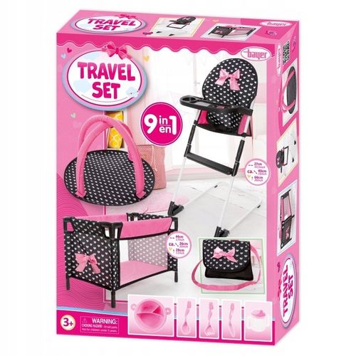 Łóżeczko turystyczne z akcesoriami 9w1 Krzesłko do karminia 61760AB Bayer na Arena.pl