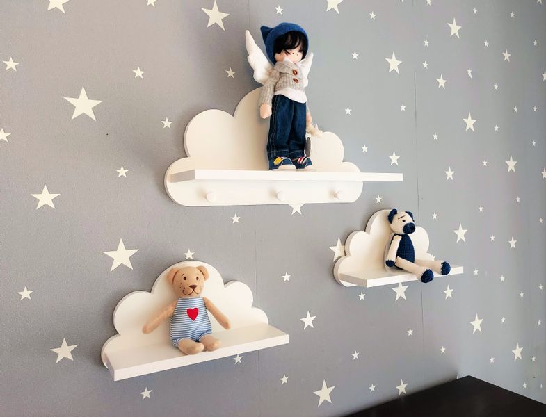 Półka chmurka zestaw Ibiza z wieszakami całe białe zdjęcie 2