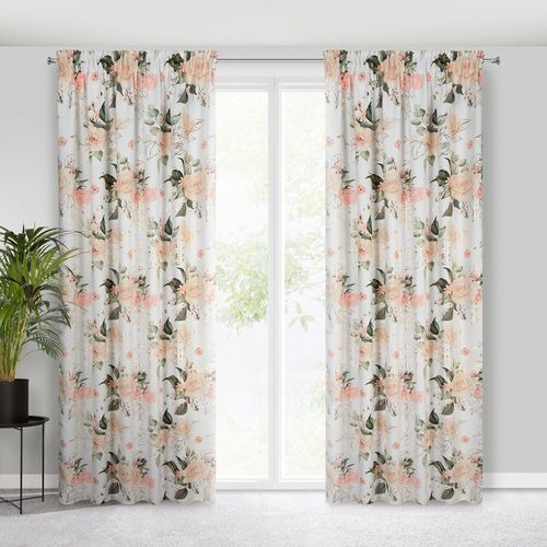 Zasłona gotowa na taśmie ROSE 135x270 Eurofirany biała w róże na Arena.pl