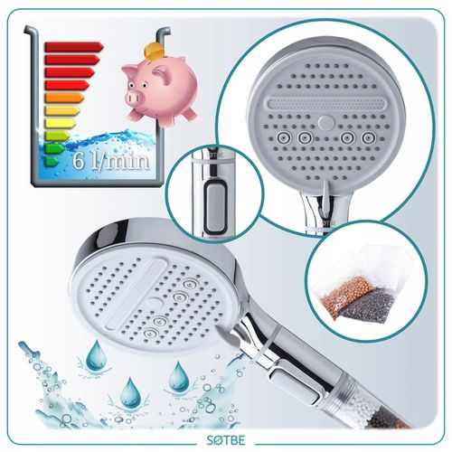 Słuchawka prysznicowa oszczędzająca 60% 6l/min Główka Rączka do prysznica na Arena.pl