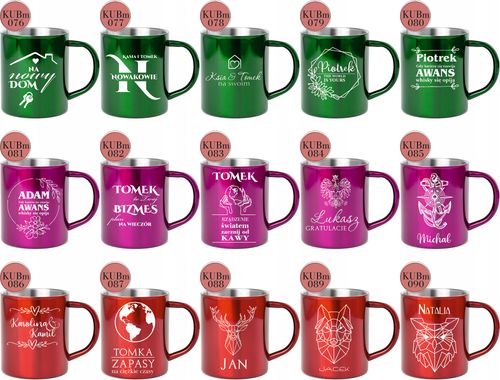 Kubek metalowy z grawerem PREZENT dla par iminiem na Arena.pl