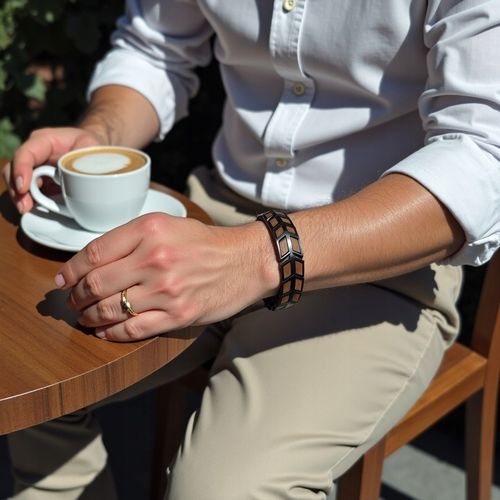 Męska bransoleta ze stali nierdzewnej i naturalnego drewna na Arena.pl