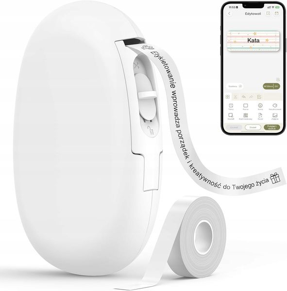 DRUKARKA ETYKIET TERMICZNA BLUETOOTH PRZENOŚNA BIAŁA zdjęcie 1