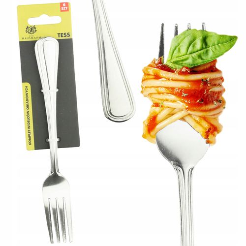 WIDELCE OBIADOWE STOŁOWE DO OBIADU SREBRNE KOMPLET 6 SZT STAL NIERDZEWA na Arena.pl