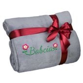 Szary Koc z Haftem dla Babci 160x200 Mikrofibra Prezent na Dzień Babci