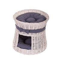 ROSIE BUDA DLA KOTA LEŻAK DLA ZWIERZĄT DOMEK DLA KOTA Z WIKLINY PIĘTROWY Z PODUSZKAMI Ø48 H43 CM